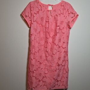 LOFT Pink/Coral Lace Mini Dress. Size 2